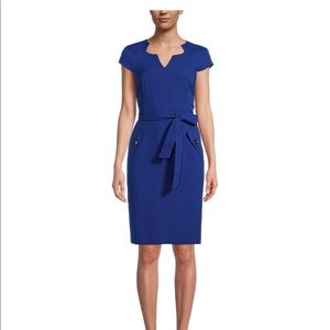*NWT* gorgeous Kasper blue belted sheath dress